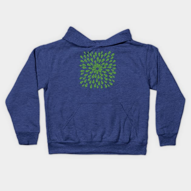 Hot Peppers Green Mandala Kids Hoodie by Manitarka